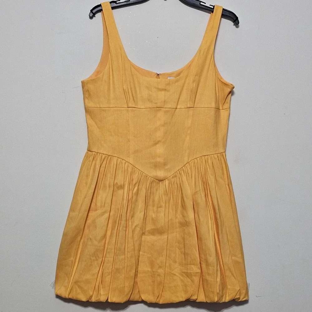 Gianni Bini Dress‎ Size 4 Yellow Linen Blend Mini Shift Sleeveless Lined 226-422